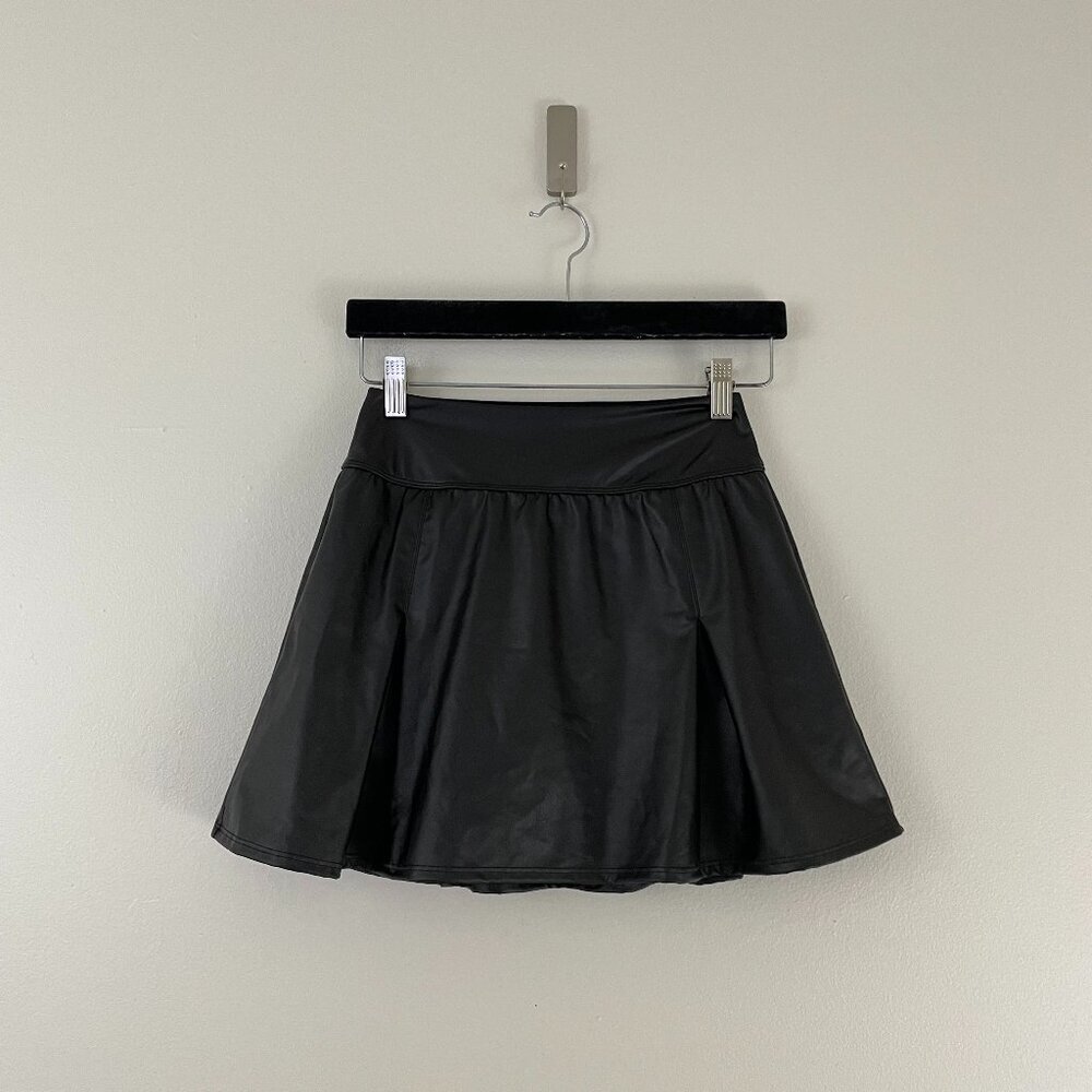 Offline By Aerie Real Luxe Black Faux Leather Mini Skirt Size XS